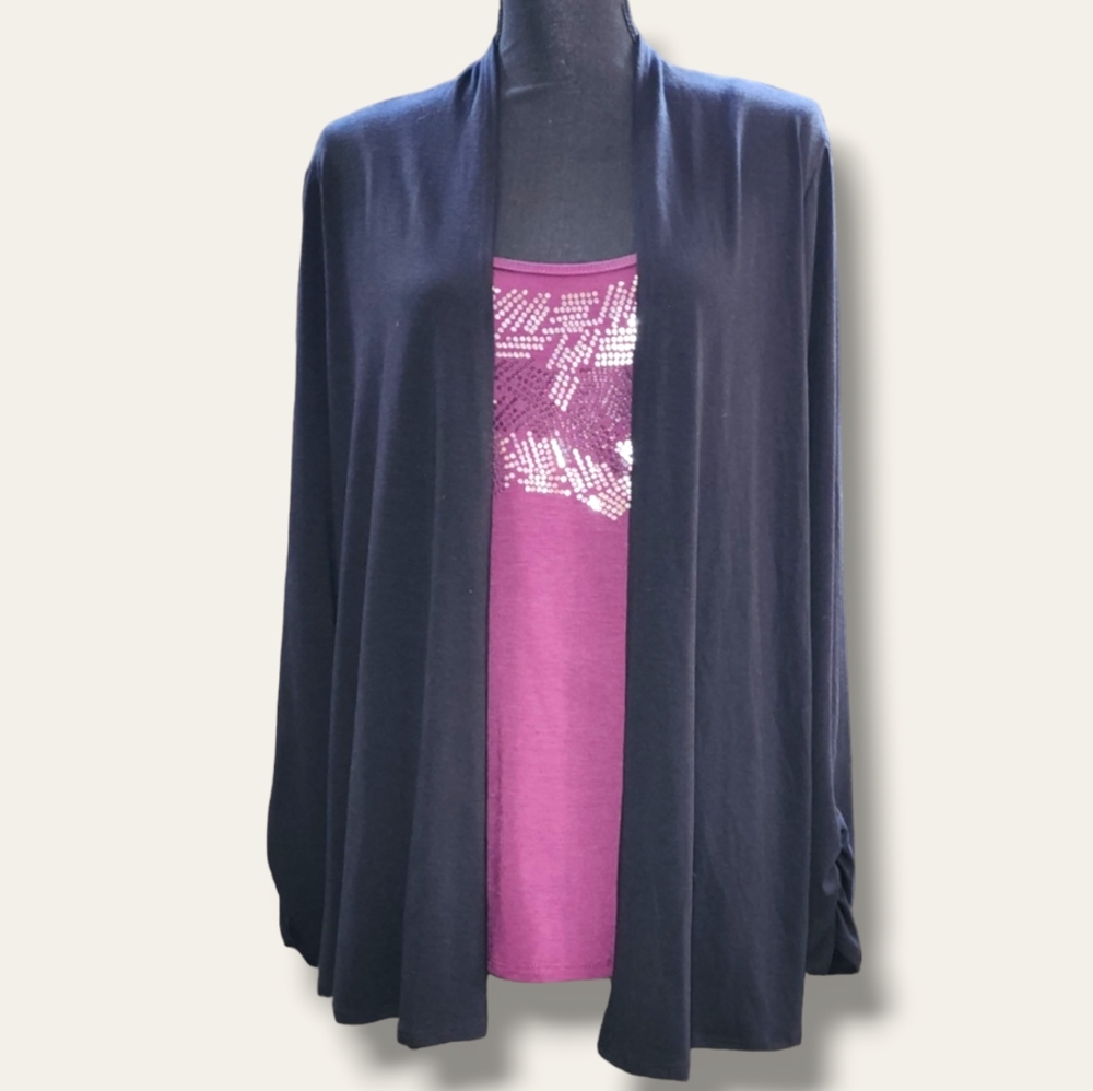 AGB Long Sleeve Cardigan with attached Tank Top